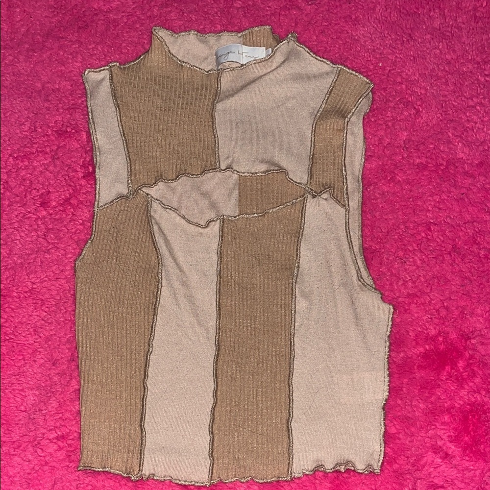 Stylish Tan and Cream Women's Top